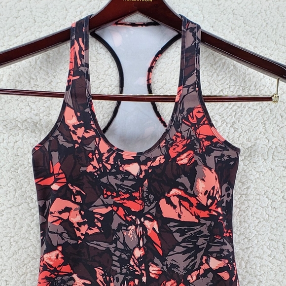 Lululemon Cool Racerback Abstract Floral Print Tank Top Shirt sz 6 Black Salmon - Picture 5 of 6